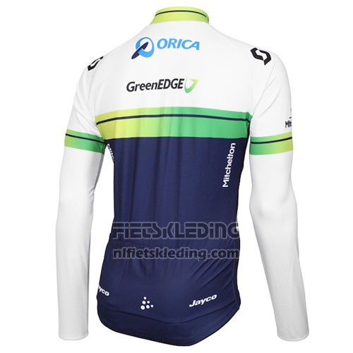 2016 Fietskleding Orica GreenEDGE Wit en Blauw Lange Mouwen en Koersbroek